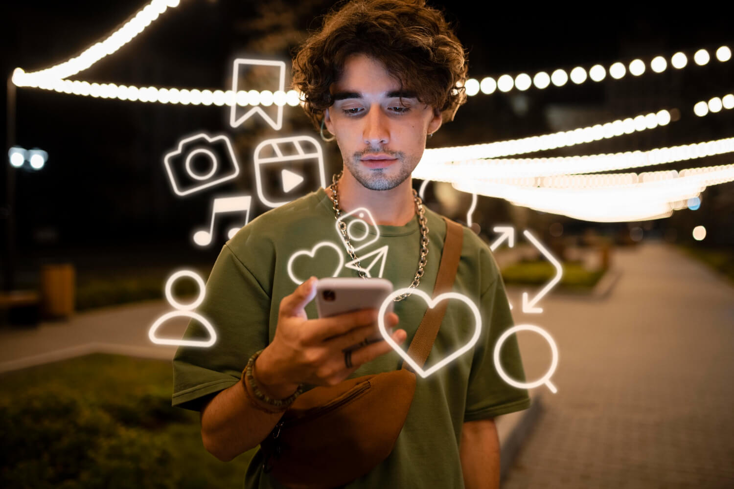 Person som bruker smarttelefon med digitale tjenester