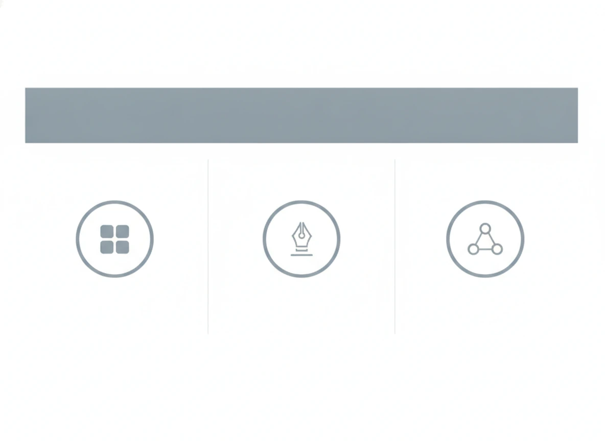 En bred bannerstripe over tre likestore kolonner med ikonbadges speiler tabellens tre sammenligningspunkter